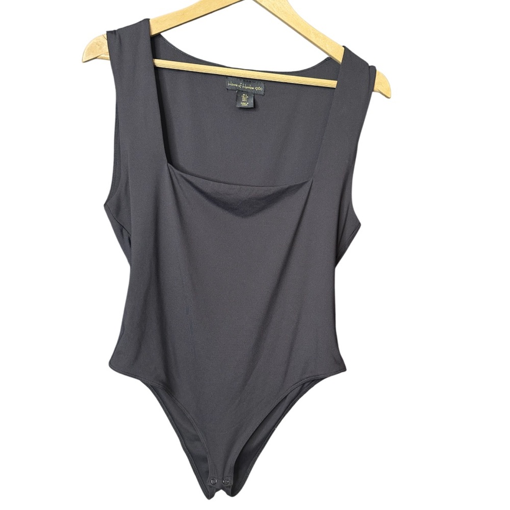 House of Harlow 1960 | Black Square Neck Bodysuit | Stretch | Size L - Picture 2 of 5